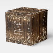 Hout Rustieke Witte Bloemen String Lights Wedding Bedankdoosjes (Voorkant Zijde)