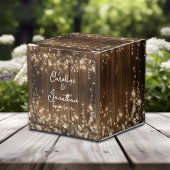 Hout Rustieke Witte Bloemen String Lights Wedding Bedankdoosjes