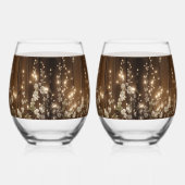 Hout Rustieke Witte Bloemen String Lights Wedding Wijnglas Zonder Voet (Links)