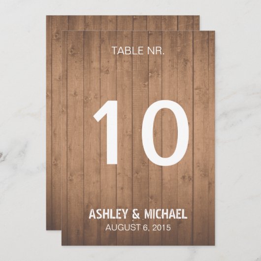 Hout Rustige bruidtafels Kaart (Voorkant / Achterkant)