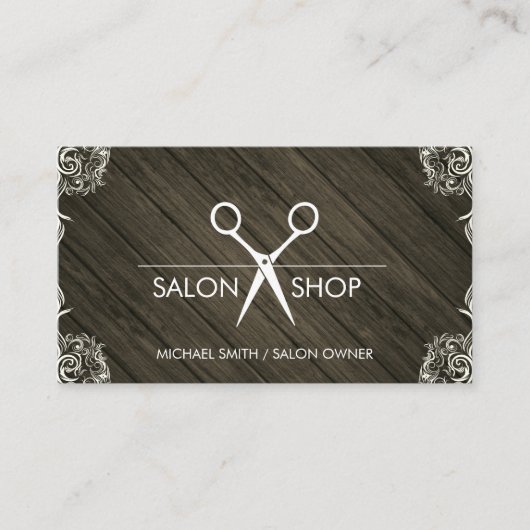 Hout Rustige Fancy hoeken Visitekaartje (Voorkant)