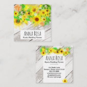 *~* Hout Rustige Sinaasappels Zonnebloemen Vierkante Visitekaartje (Voorkant / Achterkant)