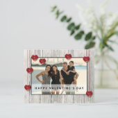 Hout Rustige Valentijnsdag LOVE Hartenfotokaart Briefkaart (Staand voorkant)