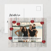 Hout Rustige Valentijnsdag LOVE Hartenfotokaart Briefkaart (Voorkant / Achterkant)