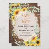 Hout Rustige Zonnebloem Sparen de Datum Aankondiging (Voorkant / Achterkant)