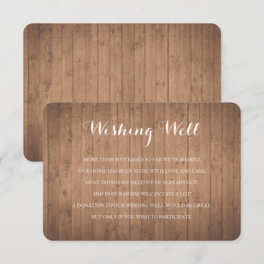 Hout Rustisch die een huwelijkstaart wenst Informatiekaartje (Voorkant / Achterkant)