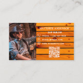 Hout scheepsbouwer foto QR code Visitekaartje (Achterkant)