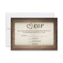 Hout, schoot en wijnen Hart Wedding RSVP-Kaart