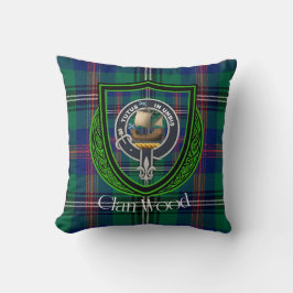 Hout Schotse Clan Tartan & Crest Kussen