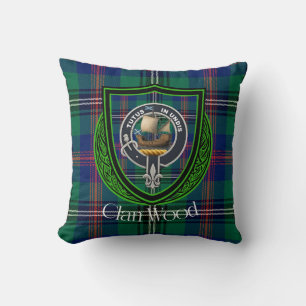 Hout Schotse Clan Tartan & Crest Kussen