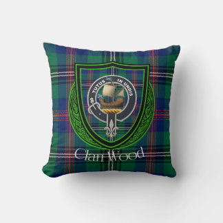 Hout Schotse Clan Tartan & Crest Kussen