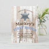 Hout | Sheriff Western Eerste Rodeo Verjaardagsfee Kaart (Staand voorkant)