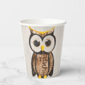 Hout - Shouette - Wood Owl Papieren Bekers (Achterkant)
