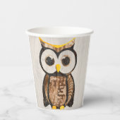 Hout - Shouette - Wood Owl Papieren Bekers (Voorkant)