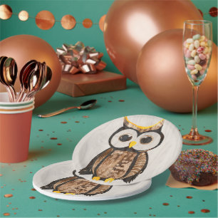 Hout - Shouette - Wood Owl Papieren Bordje