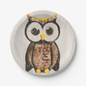 Hout - Shouette - Wood Owl Papieren Bordje (Voorkant)