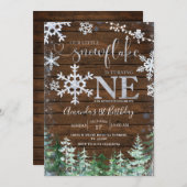 Hout Silver Our Snowflake Forest Birthday Kaart (Voorkant / Achterkant)