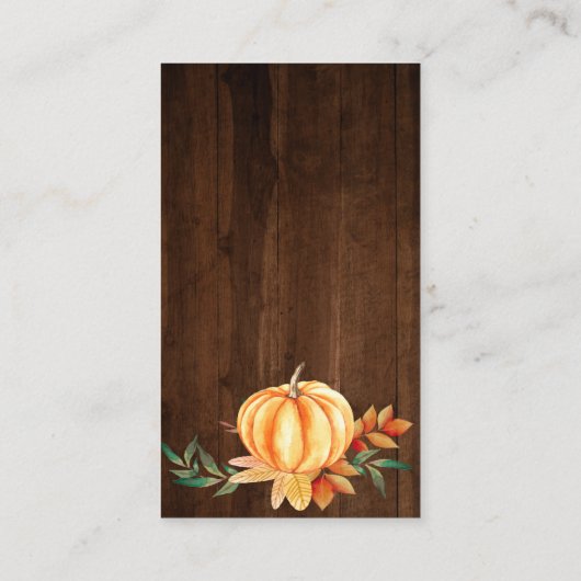 Hout Sinaasappel Pompoen Herfst Baby shower Luier  Informatiekaartje (Achterkant)