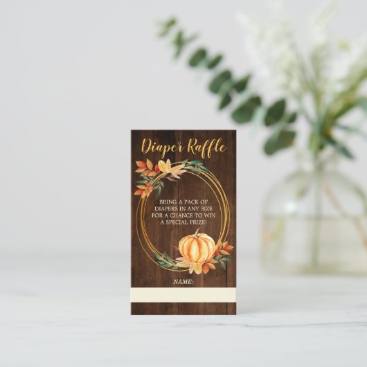 Hout Sinaasappel Pompoen Herfst Baby shower Luier  Informatiekaartje (Staand voorkant)