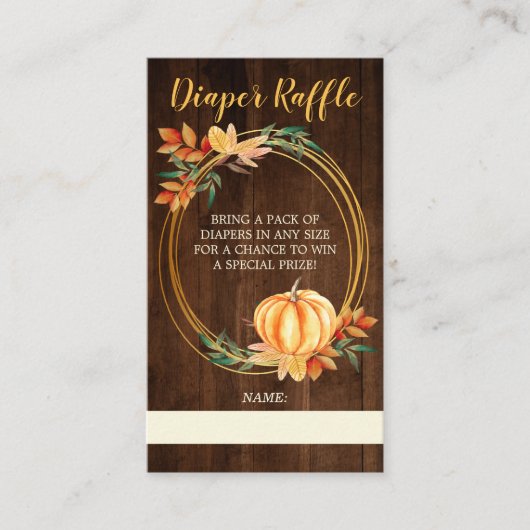 Hout Sinaasappel Pompoen Herfst Baby shower Luier  Informatiekaartje (Voorkant)