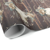 Hout skull boho western wilde westkraakbeen cadeaupapier (Rol Hoek)