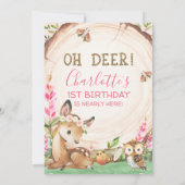 Hout Slice Floral Oh Deer Girls Birthday Kaart (Achterkant)