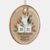 Hout Slice met IT-touwtje Keramisch Ornament (Rechts)