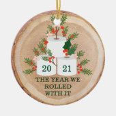 Hout Slice met IT-touwtje Keramisch Ornament (Voorkant)