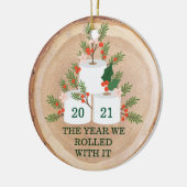 Hout Slice met IT-touwtje Keramisch Ornament (Links)