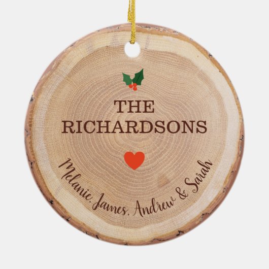 Hout Slice met IT-touwtje Keramisch Ornament (Achterkant)