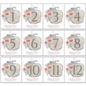 Hout Slice Roos Tafelnummer Stickers (Voorkant)