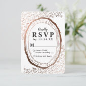 Hout Slice rustieke koperen Folie herfst bruiloft RSVP Kaartje (Staand voorkant)