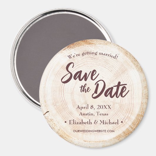 Hout Slice-schijf Bruin Aangepast huwelijk Magneet (Voorkant / Achterkant)
