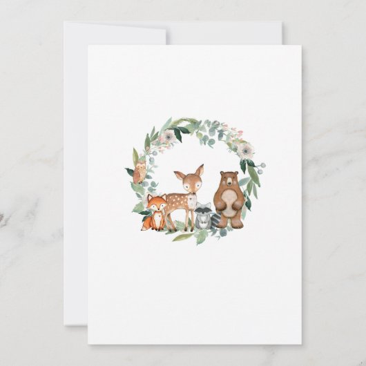 Hout Slice Tree Woodland Animal Baby shower Kaart (Achterkant)