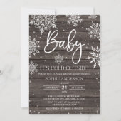 Hout Snowflake Baby Het is koud Buiten Baby shower Kaart (Voorkant)