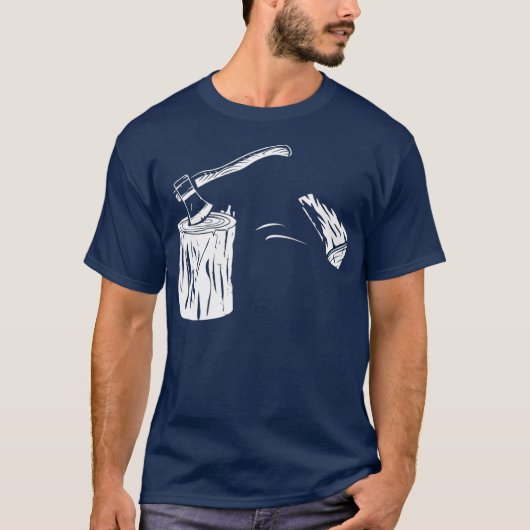 Hout Splitsen Ax Chopping Block Retro Firewood T-shirt (Voorkant)