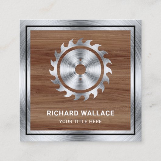 Hout Staal Circular Saw Handyman Carpenter Vierkante Visitekaartje (Voorkant)