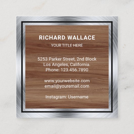 Hout Staal Circular Saw Handyman Carpenter Vierkante Visitekaartje (Achterkant)