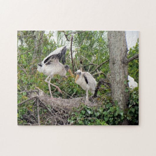 Hout Stork Chicken - Nest - Playin - Bird - Puzzle Legpuzzel (Horizontaal)
