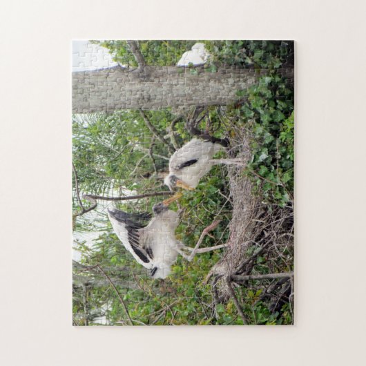 Hout Stork Chicken - Nest - Playin - Bird - Puzzle Legpuzzel (Verticaal)