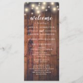 Hout String Licht Bruiloft Programmakaart (Voorkant)