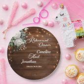 Hout String Lights Bloemen Repetitie Diner Trouwen Papieren Bordje (Feest)