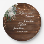 Hout String Lights Bloemen Repetitie Diner Trouwen Papieren Bordje (Voorkant)