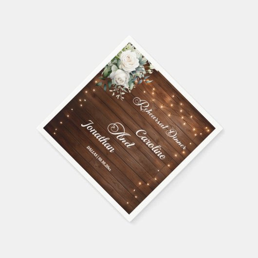 Hout String Lights Bloemen Repetitie Diner Trouwen Servet (Hoek)