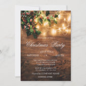 Hout, String Lights, Mistletoe Kerstmis Company Kaart (Voorkant)