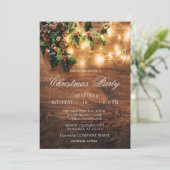 Hout, String Lights, Mistletoe Kerstmis Company Kaart (Staand voorkant)