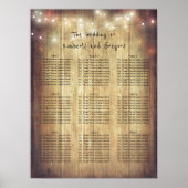 Hout String Lights Rustic Wedding Seating Chart Poster (Voorkant)
