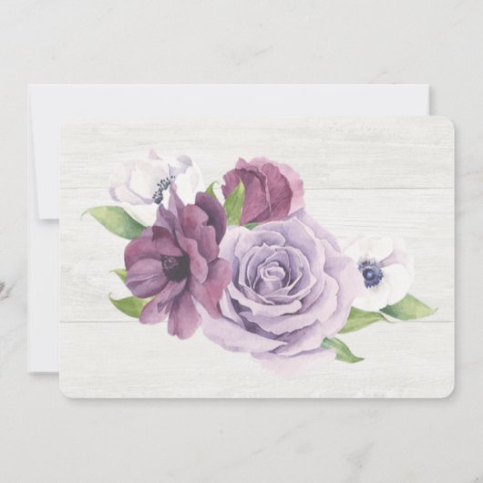 Hout String of Lights Peony Wedding RSVP Kaart (Achterkant)