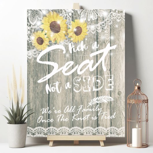 Hout Sunflower Pick A Seat Non A Side Weduwen Sign Poster