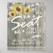 Hout Sunflower Pick A Seat Non A Side Weduwen Sign Poster (Voorkant)